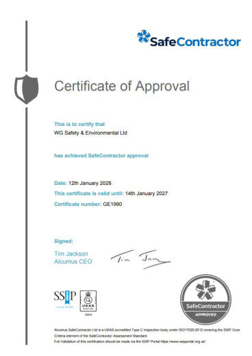 Safe Contractor Certifictate